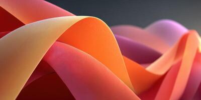 Colorful abstract ribbons flowing smoothly in a gradient of warm tones and soft curves photo
