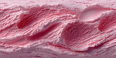 Creamy pink ice cream with a smooth texture and waves, captured in a close-up view at a dessert shop photo