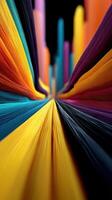 Colorful strands of fabric create a vibrant abstract landscape leading into the depths of creative expression photo
