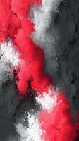 Abstract artwork featuring red, white, and gray textures resembling paint splatters on a dark surface photo