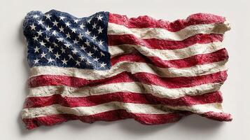 Textured representation of the American flag celebrating patriotism and national pride in an artistic style photo