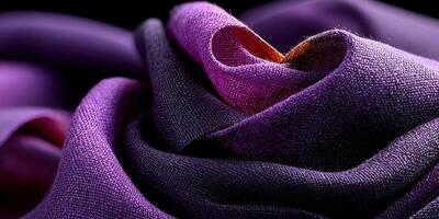 Colorful textile fabric elegantly arranged with intricate folds and rich textures for artistic display photo