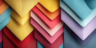 Colorful layers of textured paper arranged creatively in a visually striking pattern for artistic projects or crafts photo