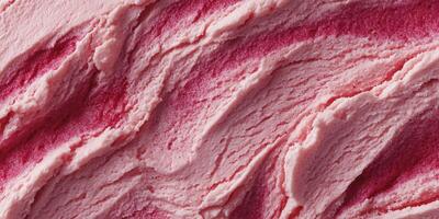 Delicious raspberry swirled ice cream with creamy texture and vibrant colors photo