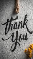 Elegant thank you sign with rustic charm and dried flowers for warm hospitality display photo