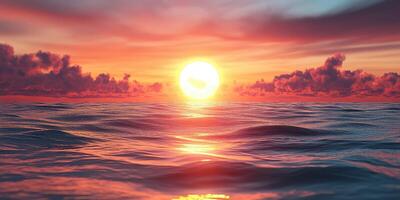 Colorful sunset over calm ocean waves reflecting the vibrant hues of dusk photo