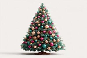 Beautifully decorated Christmas tree with colorful ornaments and vibrant colors during the holiday season photo