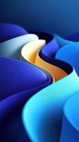 Vibrant blue and yellow wave patterns create a dynamic visual composition in an abstract design photo