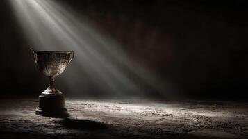 Shining trophy in a dimly lit environment highlighting success and achievement photo