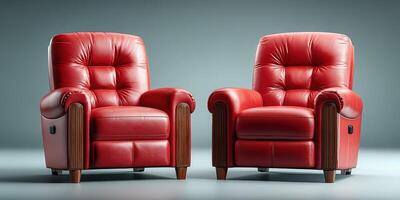Elegant red leather armchairs arranged in a modern setting for a stylish living room decor photo
