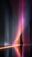 Vibrant light reflections create a mesmerizing interplay of color in a dimly lit abstract space photo