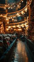 Evening performance in a beautifully decorated theater during the holiday season with a captivated audience photo