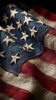 American flag draped elegantly showcasing detailed stitching and rich colors in a close-up view highlighting patriotism and craftsmanship photo