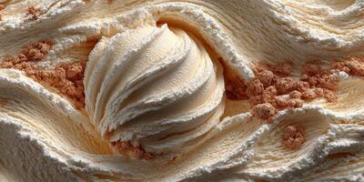 Delicious creamy swirl with a scoop of ice cream and sprinkle of cocoa shavings in a dessert setting during daytime photo