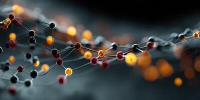 Molecular structure displays dynamic connections with vibrant colors in a creative digital design photo