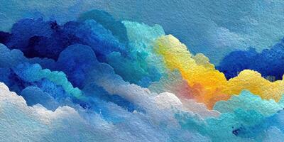 Colorful abstract clouds blend shades of blue and yellow in a serene sky illustration photo