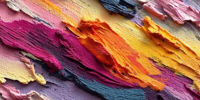 Vibrant abstract artwork with thick paint layers showcasing dynamic colors and textures in a creative space photo