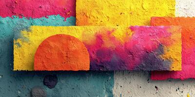 Vibrant color blocks showcase abstract design in artistic expression at a studio photo