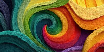 Vibrant swirling patterns of textured colors create a mesmerizing display of warmth and energy at an art installation photo