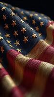 Waving stars and stripes with rich texture and vibrant colors displayed in a close-up view highlighting American patriotism photo