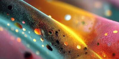 Colorful fabric waves creating an abstract pattern with vibrant hues and texture in a creative design setting photo
