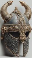 Ornately designed warrior helmet showcasing intricate craftsmanship and historical significance photo