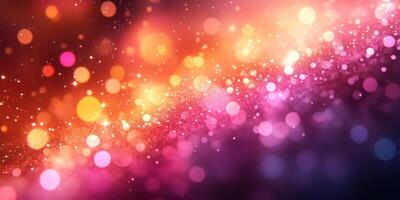 Colorful abstract background with vibrant bokeh lights and sparkling effects in various hues and shades at night photo