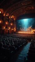 Spectators captivated by dramatic performance in a grand historical theater with an enchanting atmosphere photo