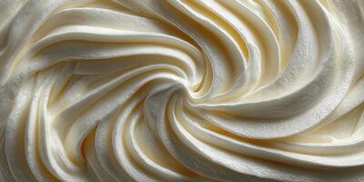 Swirling cream texture showcasing rich and smooth dessert topping in a creamy white color photo