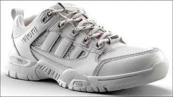 Stylish white athletic shoes designed for comfort and performance in various outdoor activities photo