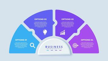 Infographic template featuring 4 steps with icons, designed for business concepts. Ideal for presentations, banners, workflow layout vector