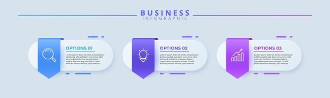 Infographic template featuring 3 steps with icons, designed for business concepts. Ideal for presentations, banners, workflow layouts, process diagrams, flowcharts, and data visualization. vector