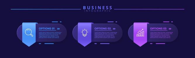 Infographic template featuring 3 steps with icons, designed for business concepts vector