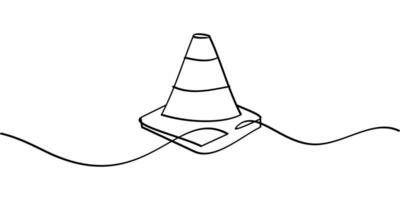 continuous line drawing of safety cone symbol. abstract line art illustration vector