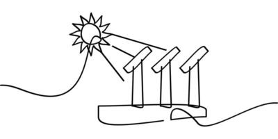 continuous line drawing of solar panel symbol. abstract line art illustration symbolizing energy vector