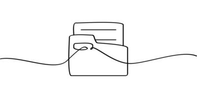 continuous line drawing of folder symbol. abstract line art illustration vector