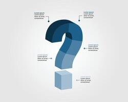 question mark 5 step template for infographic for presentation for 5 element in blue vector