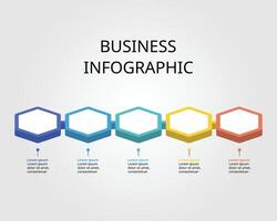 hexagon chart template for infographic for presentation for 5 element vector