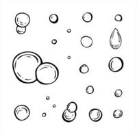 Monochrome abstract bubbles in various organic shapes set painted by black inks. Water drops for modern graphic designs, minimalist decorations, textile patterns, and creative backgrounds. vector