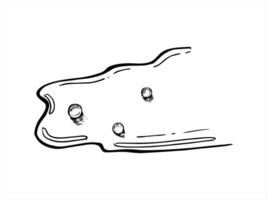 Spilled liquid puddle with water droplets and dew effect Minimal black and white illustration. For modern branding, packaging design, tech presentations, and abstract graphic project vector