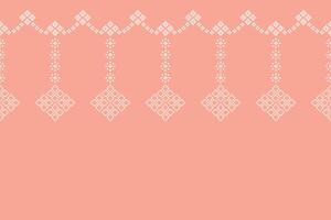 Pixel art design of ethnic pattern motif with pink color background motif art. vector