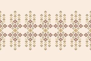 Brown cream color background cross stitch ethnic pattern motif. vector