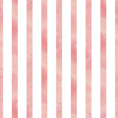 Pink stripes with paint texture and washes. Hand drawn watercolor illustration. Seamless pattern, repeating striped ornament, simple, background, abstract, delicate and light.