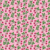 Ripe Raspberry Seamless Pattern with Branches, Berries, Flowers and Leaves on Light Pink Background. Juicy Fruit Hand Drawn Endless Design for Fabric, Wrapping Paper, Kitchen Textile or Packaging vector