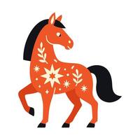 Red abstract horse with pattern. Year of the Horse vector