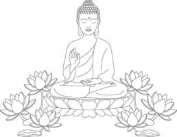 Siddharta Buddha sitting in the middle of on a Lotus vector