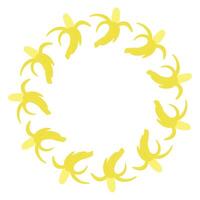 Bananas circle frame, Peeled bananas Wreath, Fruit Round Wreath Frame, Illustration Isolated vector