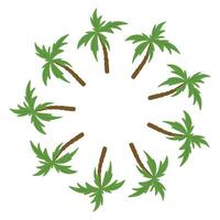Palm trees Wreath, Palm tree circle Border, Palm trees Round Wreath Frame, Illustration Isolated vector
