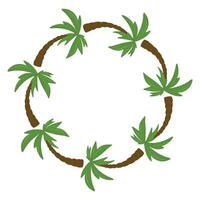 Palm trees Wreath, Palm trees circle Border, Palm trees Round Wreath Frame, Illustration Isolated vector
