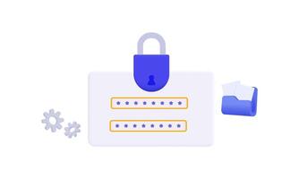 computer security with password lock secure login vector